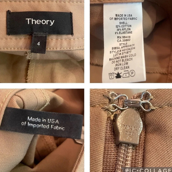 Theory Woman Bimsa Approach Pants Size 4 High Banded Waist Cropped Beige Tan - Picture 2 of 6